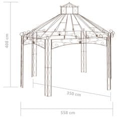 Vidaxl Vrtni paviljon antično rjav 558x350x408 cm železo