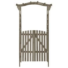 Greatstore Pergola z vrati 116x40x204 cm siva trden les jelke