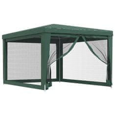 Vidaxl Vrtni šotor s 4 mrežastimi stranicami zelen 3x4 m HDPE