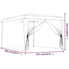 Vidaxl Vrtni šotor s 4 mrežastimi stranicami rdeč 3x4 m HDPE