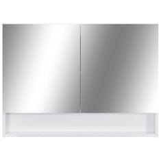 Vidaxl LED kopalniška omarica z ogledalom bela 80x15x60 cm MDF
