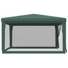 Vidaxl Vrtni šotor s 4 mrežastimi stranicami zelen 4x4 m HDPE