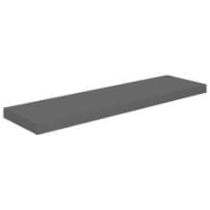 Vidaxl Stenska polica visok sijaj siva 90x23,5x3,8 cm MDF