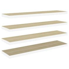 Vidaxl Stenske police 4 kosi barva hrasta in bele 120x23,5x3,8 cm MDF