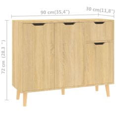 Greatstore Komoda sonoma hrast 90x30x72 cm iverna plošča