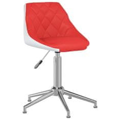 Vidaxl Vrtljivi pisarniški stol, rdeča in bela barva, umetno usnje