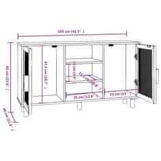 Vidaxl Komoda bela 105x30x60 cm trdna borovina in naravni ratan