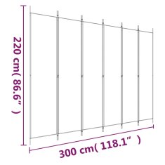 Vidaxl Paravan 6-delni bel 300x220 cm blago