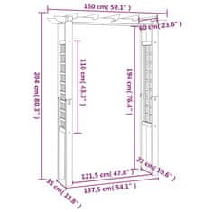 Greatstore Obok za vrtnice 150x50x200 cm impregnirani les