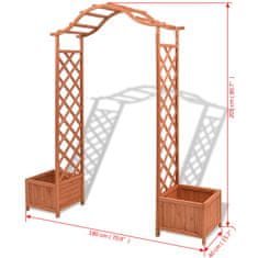 Vidaxl Vrtni obok za vrtnice s koritoma za rastline 180x40x205 cm