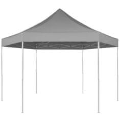 Vidaxl Zložljiv šotor šestkoten siv 3,6x3,1 m