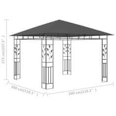 Vidaxl Paviljon z mrežo proti komarjem 3x3x2,73 m antraciten 180 g/m²