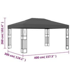 Vidaxl Paviljon 3x4 m antraciten iz blaga