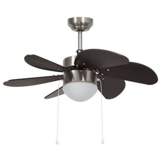 Vidaxl Stropni ventilator z lučjo 76 cm temno rjav