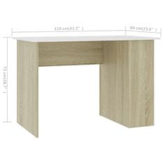 Vidaxl Pisalna miza bela in sonoma hrast 110x60x73 cm iverna plošča