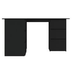 Greatstore Kotna pisalna miza črna 145x100x76 cm iverna plošča