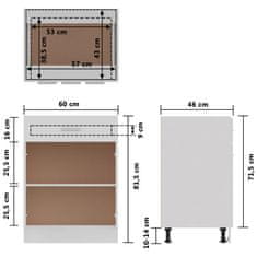 Vidaxl Spodnja omarica s predalom bela 60x46x81,5 cm