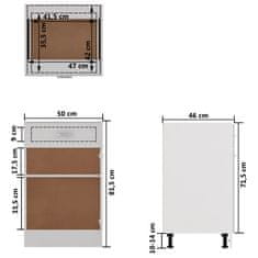 Vidaxl Spodnja omarica s predalom visok sijaj bela 50x46x81,5 cm