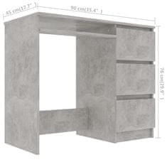 Vidaxl Pisalna miza betonsko siva 90x45x76 cm iverna plošča