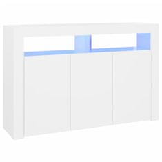 Vidaxl Komoda z LED lučkami bela 115,5x30x75 cm