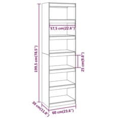 Vidaxl Knjižna omara/pregrada 60x30x199,5 cm trdna borovina