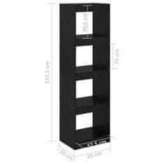 Vidaxl Knjižna omara za razdelitev prostora črna 40x30x135,5 cm
