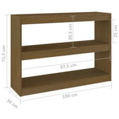 Vidaxl Knjižna omara za razdelitev prostora medeno rjava 100x30x71,5cm