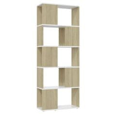 Vidaxl Knjižna omara za razdelitev prostora bela in hrast 60x24x155 cm