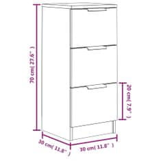 Vidaxl Komoda 2 kosa črna 30x30x70 cm inženirski les