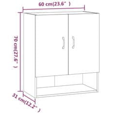 Vidaxl Stenska omarica visok sijaj bela 60x31x70 cm inženirski les