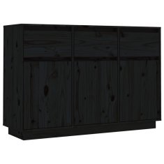 Vidaxl Komoda črna 110x34x75 cm trdna borovina