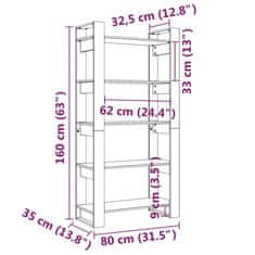 Vidaxl Knjižna omara/pregrada medeno rjava 80x35x160 cm trden les