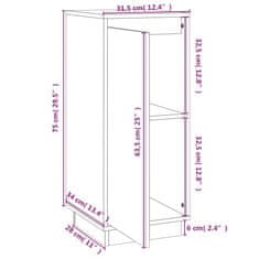 Vidaxl Komoda 2 kosa bela 31,5x34x75 cm trdna borovina