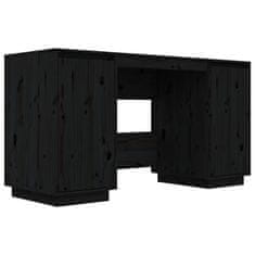 Vidaxl Pisalna miza, črna, 140x50x75 cm, masivni borov les