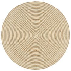 Vidaxl Preproga iz jute bel spiralni dizajn ročno izdelana 150 cm