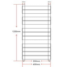 Vidaxl Kopalniški cevni radiator za centralno raven 600x1200 mm