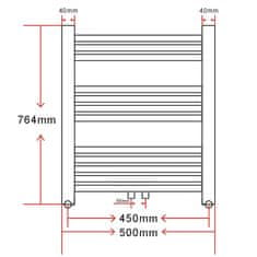 Vidaxl Kopalniški cevni radiator za centralno ogrevanje raven 500x764 mm