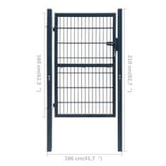 Vidaxl 2D Vrata za Ograjo (Enojna) Antracitno Siva Barva 106 x 210 cm
