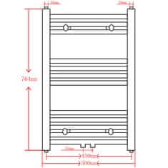 Vidaxl Kopalniški cevni radiator za centralno ogrevanje raven 500x764 mm