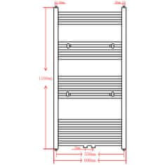 Vidaxl Kopalniški radiator z ravnimi cevmi 600x1160 mm siv