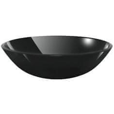 Vidaxl Umivalnik iz Kaljenega Stekla 42 cm Črne Barve