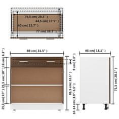 Vidaxl Spodnja omarica s predalom rjavi hrast 80x46x81,5 cm inž. les