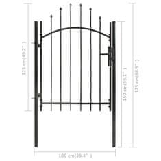 Vidaxl Vrtna vrata iz jekla 1x1,75 m črna