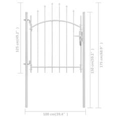 Vidaxl Vrtna vrata jeklena 1x1,75 m bela