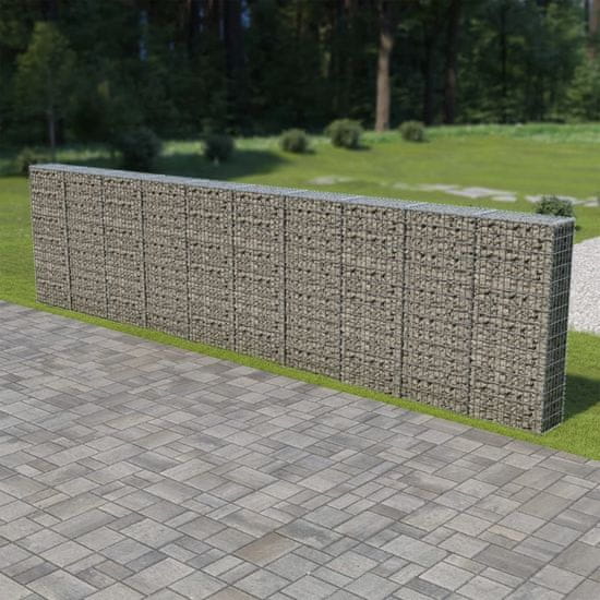 Vidaxl Gabionska stena s pokrovi iz pocinkanega jekla 600x30x150 cm