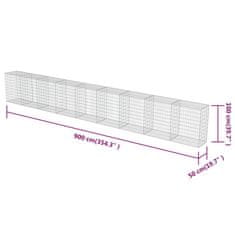 Vidaxl Gabionska stena s pokrovi iz pocinkanega jekla 900x50x100 cm