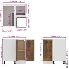 Vidaxl Kuhinjska omarica dim. hrast 75,5x75,5x80,5 cm inženirski les