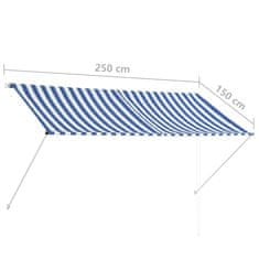 Vidaxl Zložljiva tenda 250x150 cm modra in bela