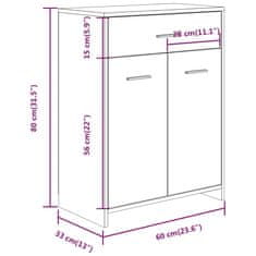 Vidaxl Kopalniška omarica dimljeni hrast 60x33x80 cm konstruiran les