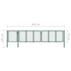 Vidaxl Vrtna vrata jeklena 75x495 cm zelena